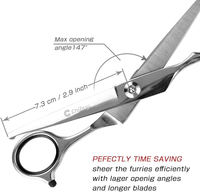 Chibuy Professional Dog Grooming Scissors Straight Cut with Safety Round Tips, 4CR Stainless Steel & Titanium Coated for Precise Cutting, for Professional Groomers & Home Use, for Dogs & Cats
