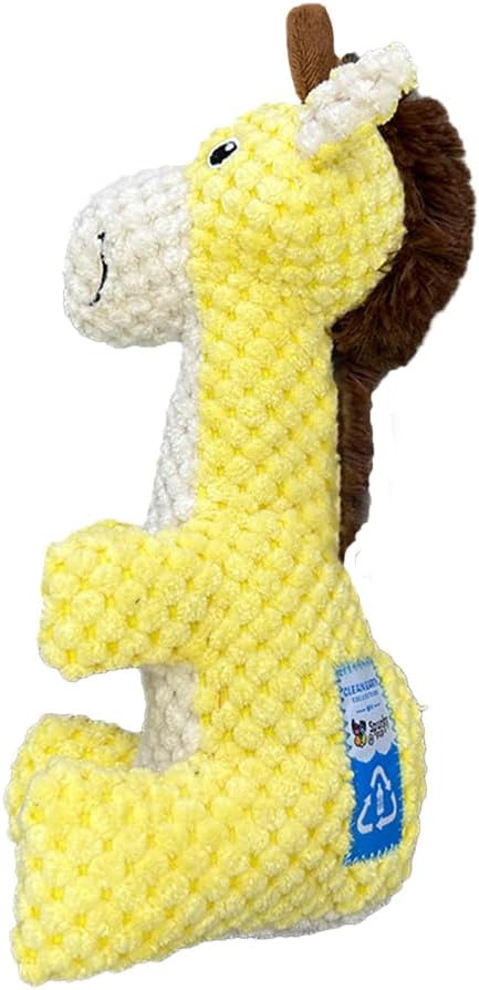 Spunky pup Clean Earth Plush Dog Toy with Squeaker - Recycled, Eco-Friendly, Floats for Beach, Lake, Pool - Giraffe