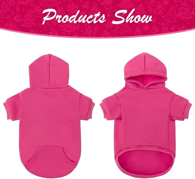 KOOLTAIL Basic Dog Hoodie - Soft & Warm Dog Hoodie Sweater with Leash Hole and Pocket, Dog Winter Coat, Cold Weather Clothes Sweatshirt for Small Medium Large Dogs Puppy Cat Boys Girls Deep PinkXL/XXL