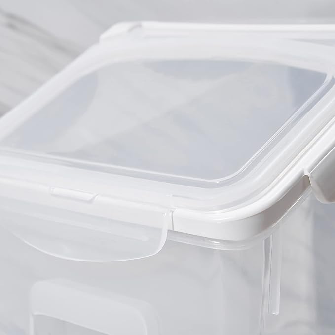 HANAMYA 15 Liter / 30 lbs Rice Storage Container with Measuring Cup, BPA free, For Rice | Grain | Pet Food | Flour, 2 counts, Clear
