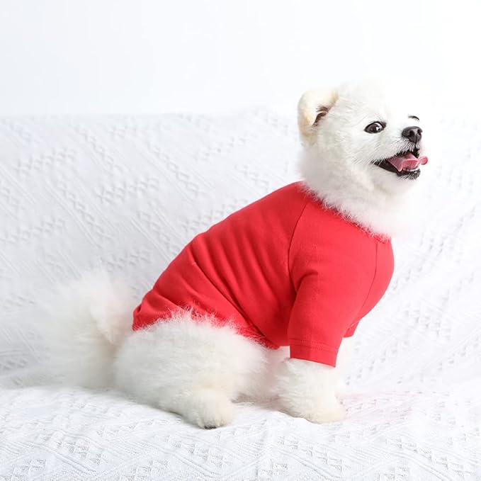 Dog Shirt for Small Dogs Plain T-Shirts Soft Breathable Dog Cotton Shirt pet Clothes (Small, Red)
