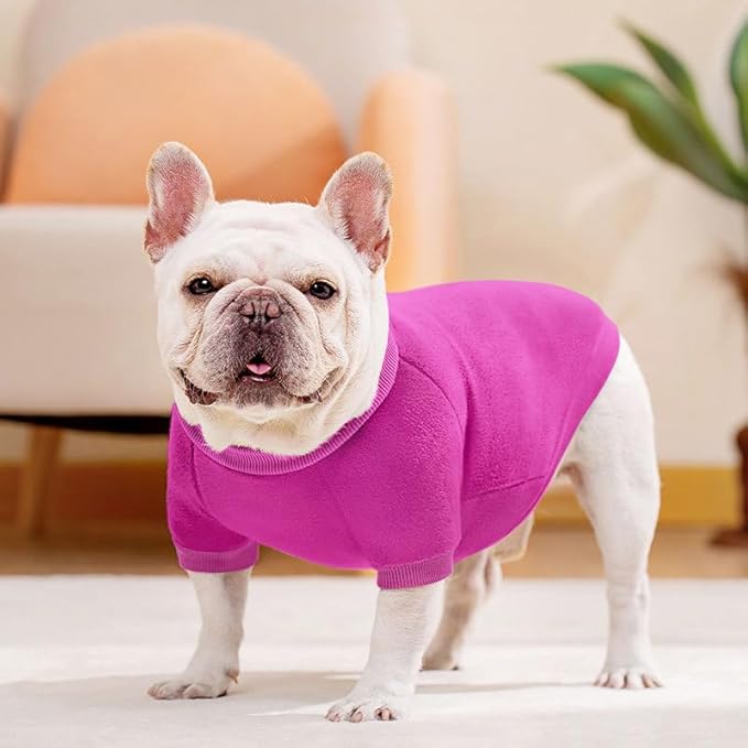 Idepet Dog Fleece Sweater Pet Dog Clothes Small Dogs Pullover Sweatshirt Soft Puppy Sweater Warm Winter Shirt Classic Cat Apparel for Small Dogs and Cats (XX-Small, Purple)