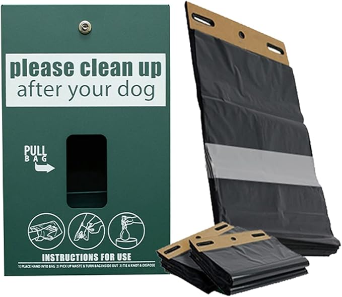 ONEpul® Dog Waste Header Bags System - Dog Waste Station Dispenser - Screen printed & Powder-Coated Aluminum finish - 400 Bags, 2 Keys & Post Mounting Hardware Included + 5-Year Warranty (Matte Green)