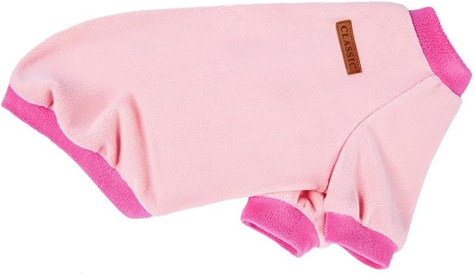 GreenJoy Classic Fleece Dog Sweater – Soft & Warm Stretchy Sweatshirt for Small Dogs & Cats, Cold-Weather Pullover for Everyday Wear (Light Pink, Medium)