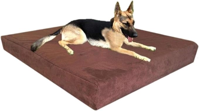 Dogbed4less XL Orthopedic Cool Foam Dog Bed, Durable Washable Black Canvas Cover, Waterproof Liner, and Extra Brown Microsuede Antislip Case, 47"X29"X4", Fits 48X30 Crate.