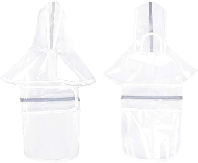 HDE Dog Raincoat Jacket Reflective Adjustable Hooded Pet Poncho Rain Coat with Leash Hole for Small to X-Large Dogs Clear - XL