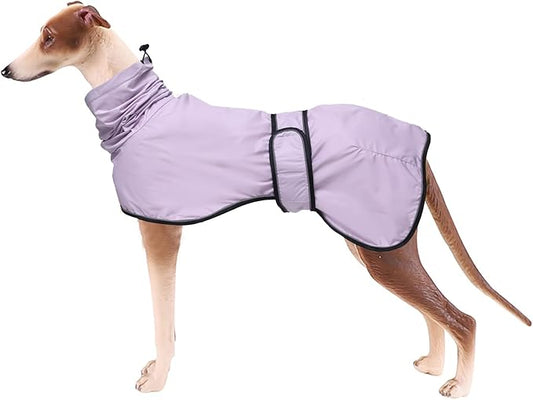 Dog Raincoat with Reflective Bar, Rain/Water Resistant, Adjustable Vest - Dog Raincoats for Greyhounds, Lurchers and Whippets - Purple - M