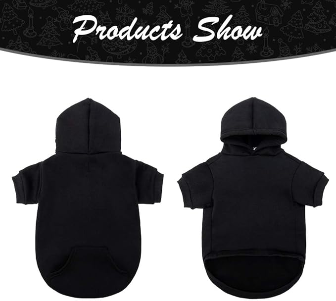 KOOLTAIL Basic Dog Hoodie - Soft and Warm Dog Hoodie Sweater with Leash Hole and Pocket, Dog Winter Coat, Cold Weather Clothes Sweatshirt for Small Medium Large Dogs Puppy Cat Boys Girls Black XXL