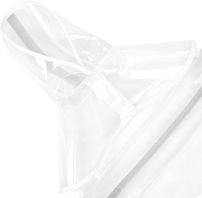 HDE Dog Raincoat Jacket Reflective Adjustable Hooded Pet Poncho Rain Coat with Leash Hole for Small to X-Large Dogs Clear - M