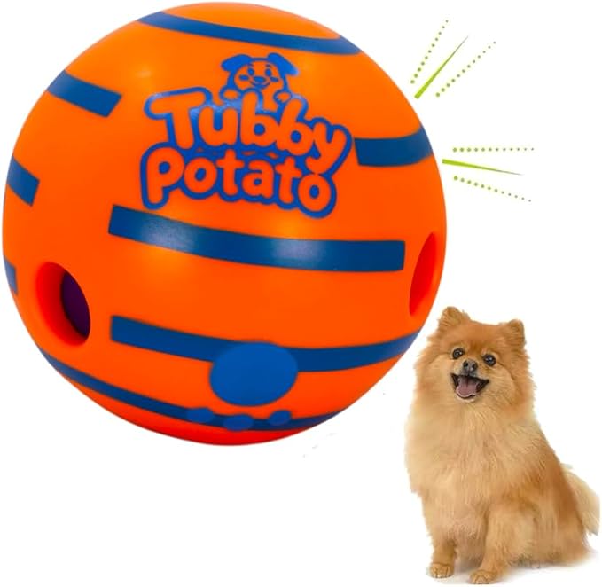 Tubby Potato™ Tater Tumbler Sound Ball – Interactive Dog Toy for All Breeds & Sizes | Durable, Makes Fun Sounds When Rolled or Shaken, Ball for Small, Medium & Large Dogs - 5.5 Inches, Orange