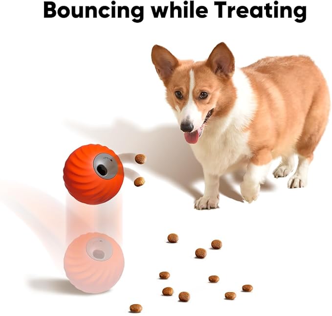 1Pcs Durable Treat Dispensing Dog Toys to Keep Them Busy,Interactive Dog Toys,Fruity Plush Covers,Dog Treat Ball,Motion Activated Moving Dog Toy for Small/Medium Dogs,USB Rechargeable,Blue