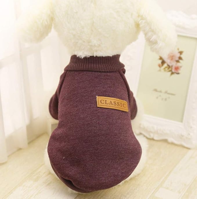 Idepet Pet Dog Classic Knitwear Sweater Soft Fleece Dog Coat Soft Thickening Warm Pup Dogs Shirt Winter Pet Dog Cat Clothes Puppy Customes Clothing for Small Dogs (L, Brown)