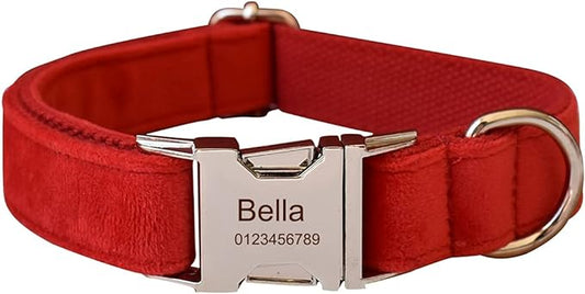 Dog Collar Custom Personalized Engraved Name and Phone Number for Puppy Small Medium Large Pets (M, Red)