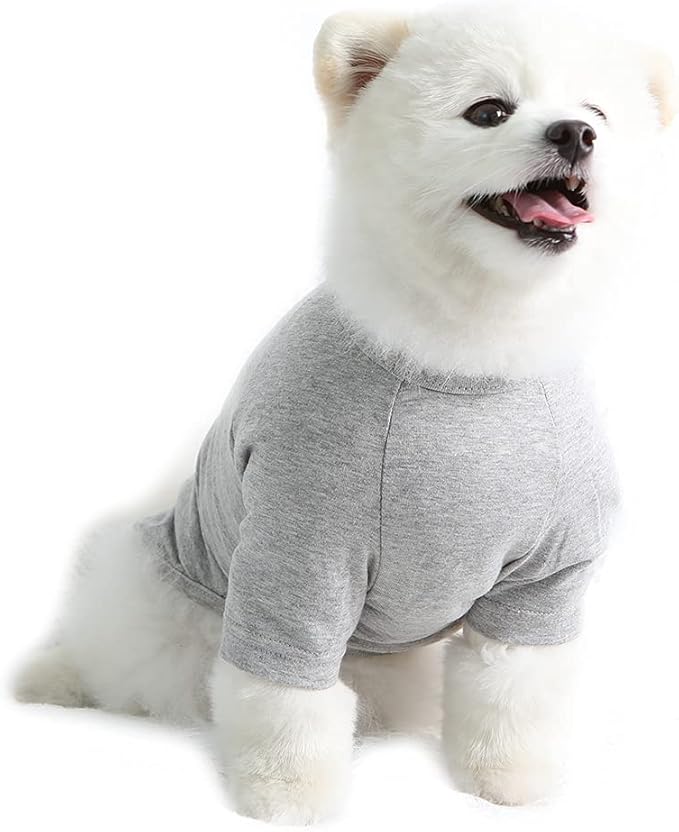 Dog Shirt for Small Dogs Plain T-Shirts Soft Breathable Dog Cotton Shirt pet Clothes (Medium, Gray)