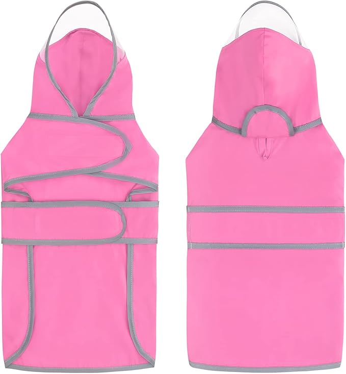 HDE Dog Raincoat with Clear Hood Rain Jacket Poncho for Small Medium Large Dogs Pink - XL