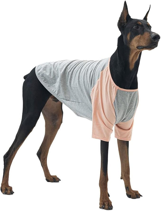 Dog Shirt for Small and Large Dogs Raglan Cotton T-Shirts Soft Breathable Dog Shirts pet Clothes Gray Series (2X-Large, Gray/Peach)