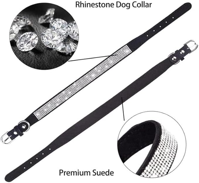Serijoars Small Dog Collar with Rhinestone Crystal Diamond Colorful Bling Girl Puppy Cat Collars (XS, Pink)