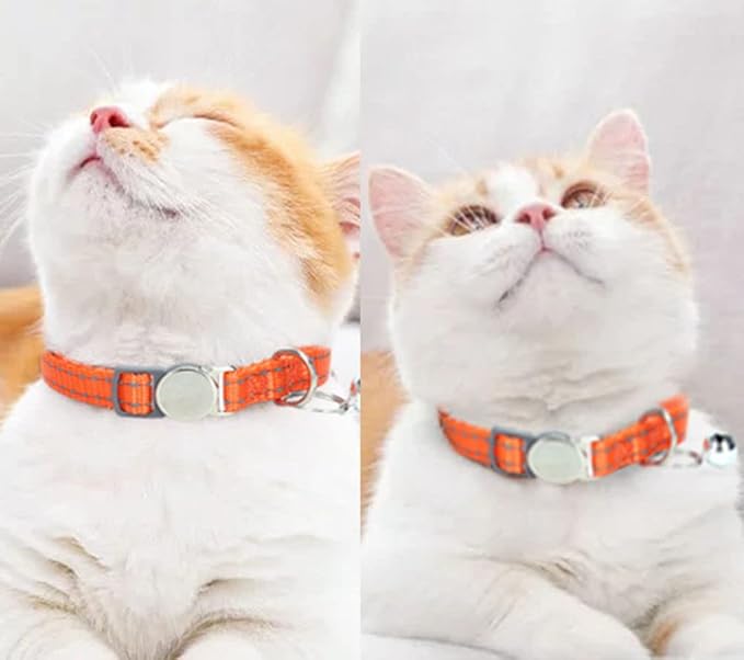 Green Cat Collar with Bell, Reflective Soft Nylon Break Away Kitten Collars with Bells, Male Puppy Collars for Xs Small Tiny Little Boy Pet Dogs, Neck 7-11 Inch