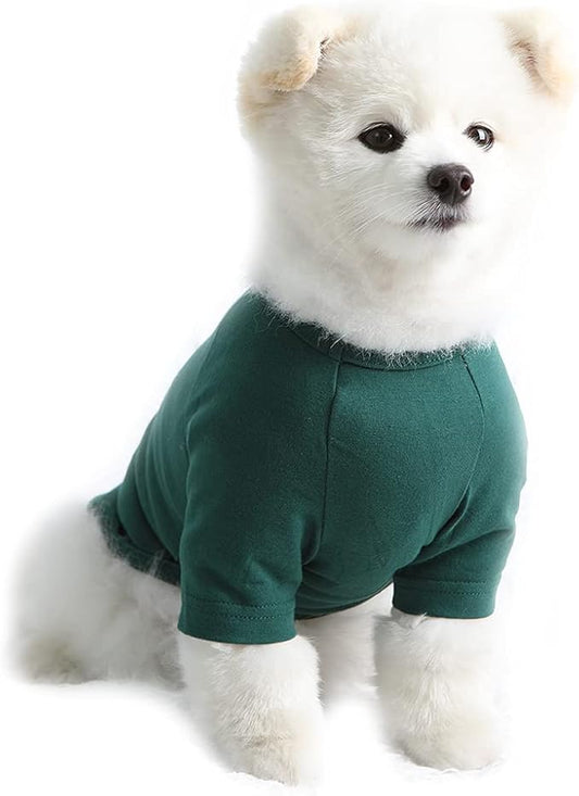 Dog Shirt for Small Dogs Plain T-Shirts Soft Breathable Dog Cotton Shirt pet Clothes (Small, Green)