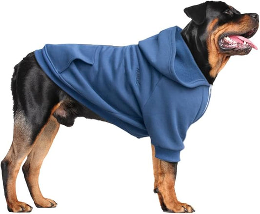 Extra Large Dog Clothes Hoodies Zip Up Sweaters for Big Dogs Labrador Golden Retriever Blue 5XL