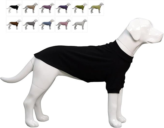 Lovelonglong Ribbed Dog T-Shirt Cotton Knitted Dog Sweaters for All Season Pet T-Shirts for Large Medium Small Dogs Black S