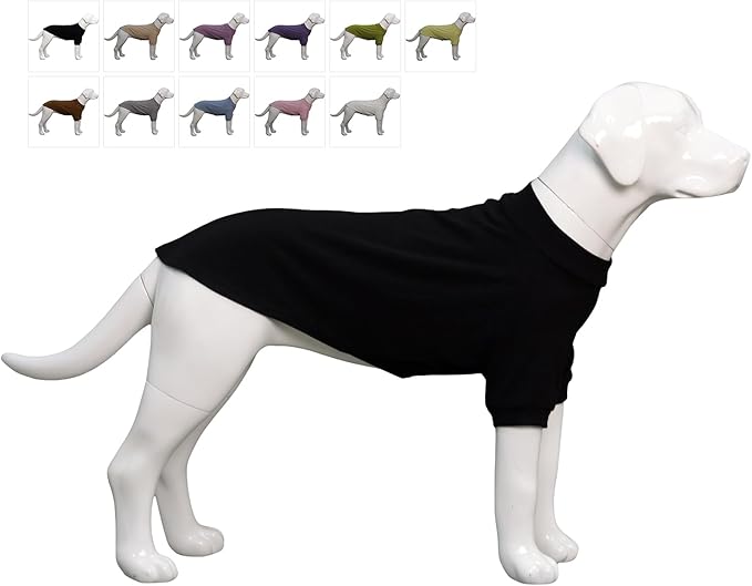 Lovelonglong Ribbed Dog T-Shirt Cotton Knitted Dog Sweaters for All Season Pet T-Shirts for Large Medium Small Dogs Black 2XL