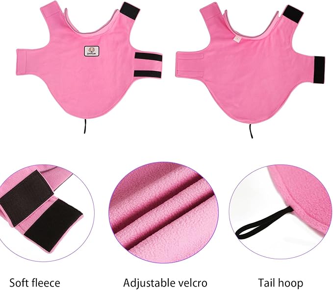 Fleece Dog Coat Winter Pet Jacket Reflective for Cold Weather for Large Medium Small Dogs(Pink,2XL)