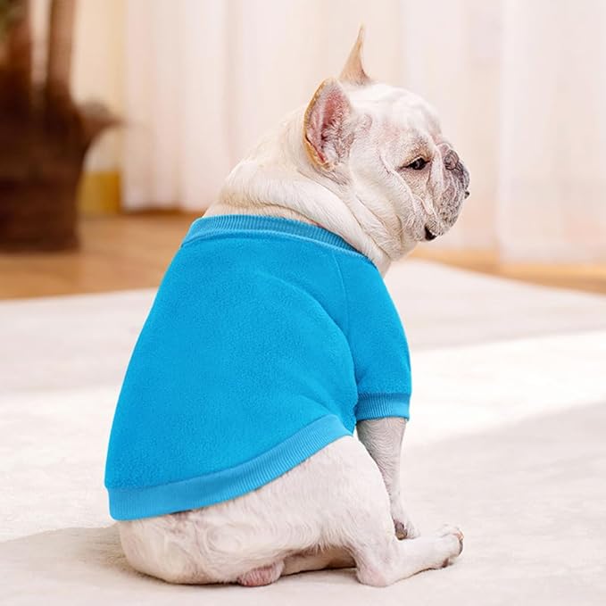 Idepet Dog Fleece Sweater, Small Dogs Shirt Pullover Sweatshirt Pet Dog Clothes Soft Puppy Sweater Warm Winter Shirt Classic Cat Apparel for Small Dogs and Cats (X-Large, Blue)