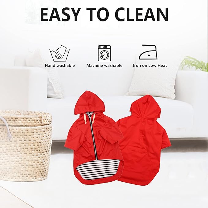 Dog Raincoat rain Jacket Raincoat Dogs Waterproof Small Medium Breeds Zip Closure Storage Pocket Harness Hole Red XXL
