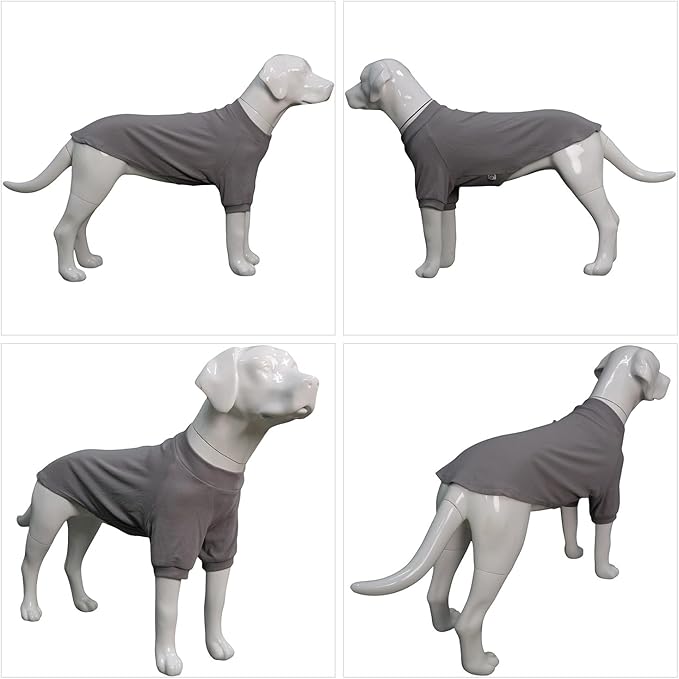 Lovelonglong Ribbed Dog T-Shirt Cotton Knitted Dog Sweaters for All Season Pet T-Shirts for Large Medium Small Dogs Dark Gray M