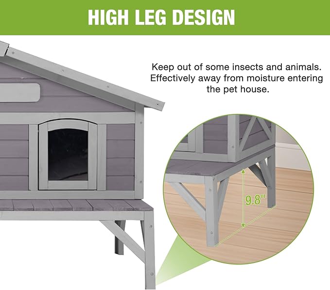 GUTINNEEN Large Outdoor Cat House Insulated Cat House Indestructible Weatherproof Feral Cat Shelter with Openable Hinged Roof, Escape Doors for 1-4 Feral Barn Cats in Winter (43.5"x31.1"x31.2")