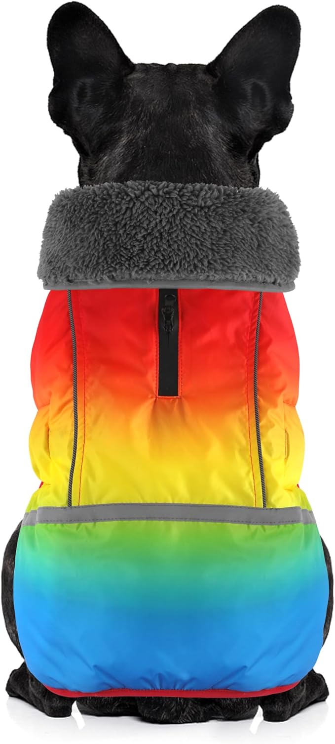 Dogcheer Warm Dog Coat, Waterproof Dog Winter Jacket Christmas Puppy Cold Weather Coats with Buckle, Reflective Adjustable Pet Snow Jacket for Small Medium Large Dogs - Gradient Red-Yellow, 3XL