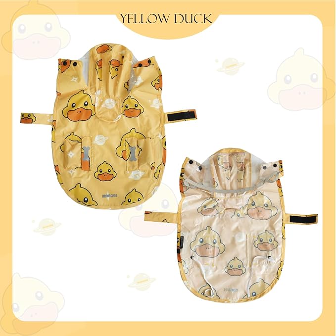 Dog Raincoat,Waterproof Rain Poncho with Hoodie, High Reflective Adjustable Pet Rain Jacket with Leash Hole for Small Medium and Large Dogs (Yellow Duck, XX-Large)