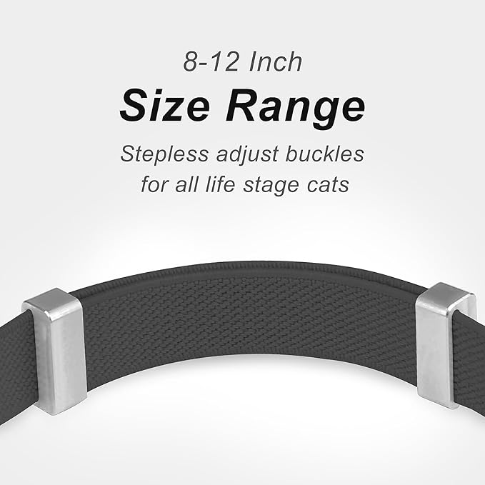 AirTag Cat Collar,Ultra Elastic Cat Tracker Collar with Apple Air Tag Holder, [Lightweight][Scratch Resistant] Stepless Adjustable GPS Pet Collar for Cats Kittens (Black)