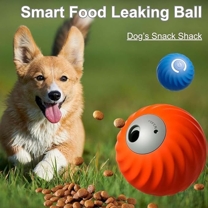 Zoomie Buddy 2.0 Interactive Dog Toys, 2 in 1 Interactive Dog Balls ＆ Pet Feeder, Dog Track Food Leaking Ball, New TPU Rolling Ball for Dogs with Fruit Plush Cover (Blue)