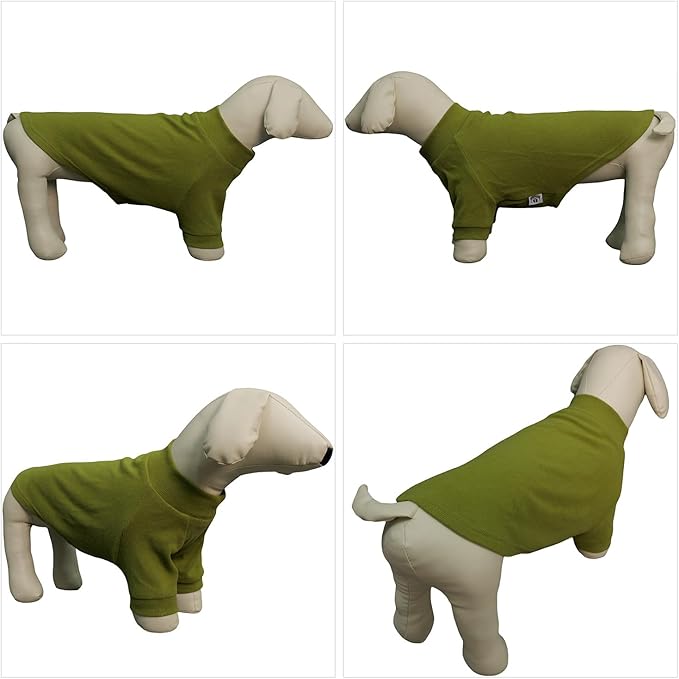 Lovelonglong Ribbed Dog T-Shirt Cotton Knitted Dog Sweaters for All Season Pet T-Shirts for Large Medium Small Dogs Olive Green M
