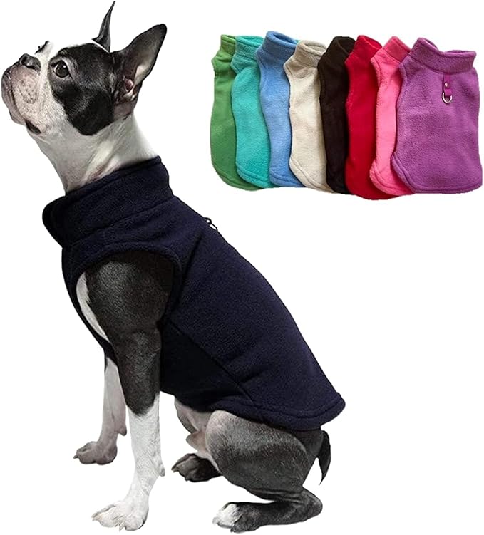 JACKO & CO - Fleece Vest Dog Sweater with Leash Ring - Soft, Warm & Lightweight Pullover Coat for Small & Medium Dogs, Puppies & Cats - Cozy Fall/Winter/Spring Pet Jacket (Black, Small 4-6lbs)