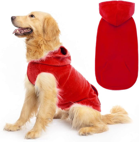 EXPAWLORER Dog Hoodie Fleece Sweater Vest, Hooded Dog Sweatshirt Fall Winter Pet Clothes with Leash Ring, Sleeveless Warm Cozy Puppy Clothing for Cat Small Medium Large Dogs Girl Boy, Red S
