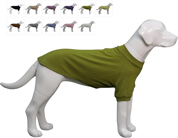 Lovelonglong Ribbed Dog T-Shirt Cotton Knitted Dog Sweaters for All Season Pet T-Shirts for Large Medium Small Dogs Olive Green M