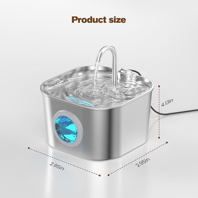 Cat Water Fountain with 10 Filters + 10 Sponges,Pet Fountains Cats Automatic Waterer Bowls for Drinking Small Dog Water Dispenser Indoor Metal Pets Water Faucet Bottle Kitty Watering Supplies