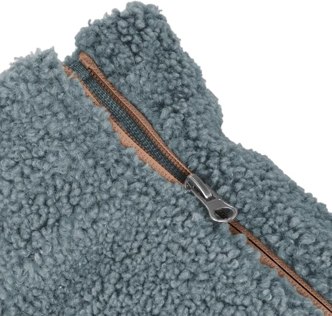 Gooby Sherpa Vest Dog Sweater - Stone Blue, Medium - Warm Fuzzy Fleece Step in Dog Jacket Without Ring Leash for Small to Medium Dogs