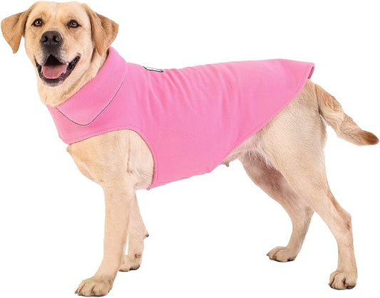 Fleece Dog Coat Winter Pet Jacket Reflective for Cold Weather for Large Medium Small Dogs(Pink,L)