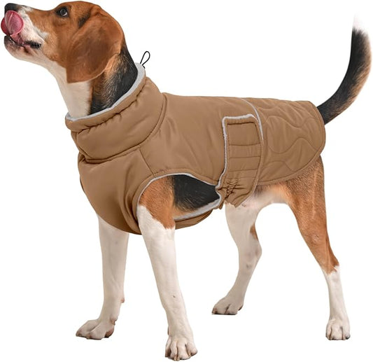 FUAMEY Winter Warm Fleece Turtleneck Dog Jacket, Thick Waterproof Windproof Coats, Dog Snowsuit Vest for Small Medium Large Dogs Pet Clothes