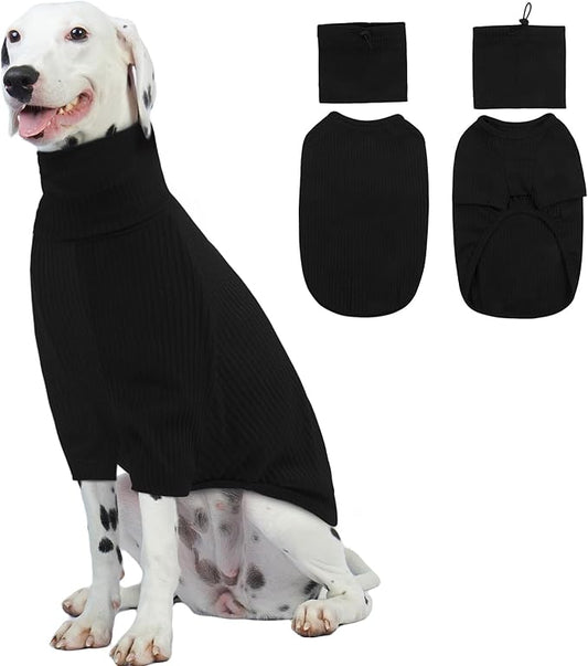 ROZKITCH Dog Shirt with Hoodie Dog Ears Cover 2 in 1, Soft Lightweight Dog Striped T Shirt Pullover Dog Tank with Detachable Ear Wrap, Dog Hoodie Tshirt Dog Boy Girl, Stretchy Sweater Black M