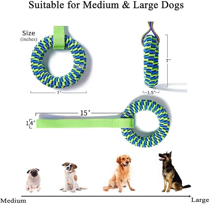 2 Pack Aggressive Chewer Dog Toys - Tug of War & Teeth Cleaning - Medium & Large Dogs