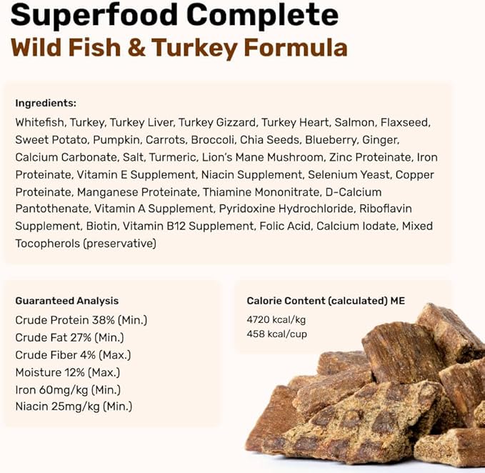 BADLANDS RANCH by Katherine Heigl- Superfood Complete, Air-Dried Adult Dog Food - High Protein, Zero Fillers, Superfood Nutrition (64 Ounce (Pack of 2), Fish & Turkey)