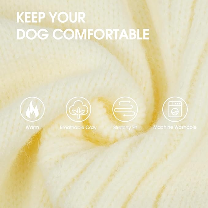 IECOii XXXL Dog Sweater,Warm Dog Sweaters for Extra Large Dogs Girl Boy,Stretchy & Cozy,Turtleneck Knitted Pullover for Pet Wear On Holiday,Easy On Doggy Sweatshirt for Labrador (White,XXXL)