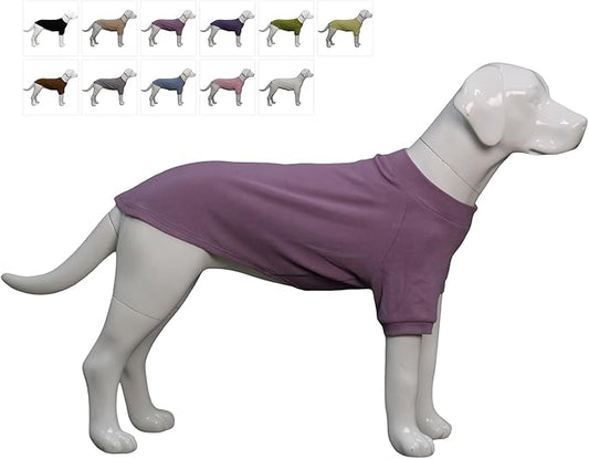 Lovelonglong Ribbed Dog T-Shirt Cotton Knitted Dog Sweaters for All Season Pet T-Shirts for Large Medium Small Dogs Taro Purple M
