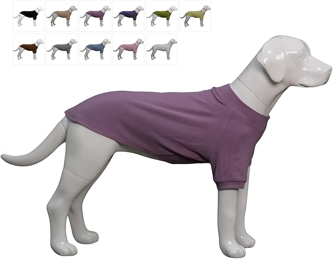 Lovelonglong Ribbed Dog T-Shirt Cotton Knitted Dog Sweaters for All Season Pet T-Shirts for Large Medium Small Dogs Taro Purple 2XL