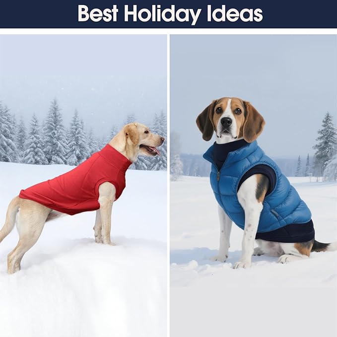 IECOii 2 Pack 2XL Fleece Dog Pullover - Soft, Warm Vest Sweater for Large Dogs with Leash Hole, Stretchy and Comfortable for Holiday Seasons (Size 2XL, Rose Red & Dusty Pink)